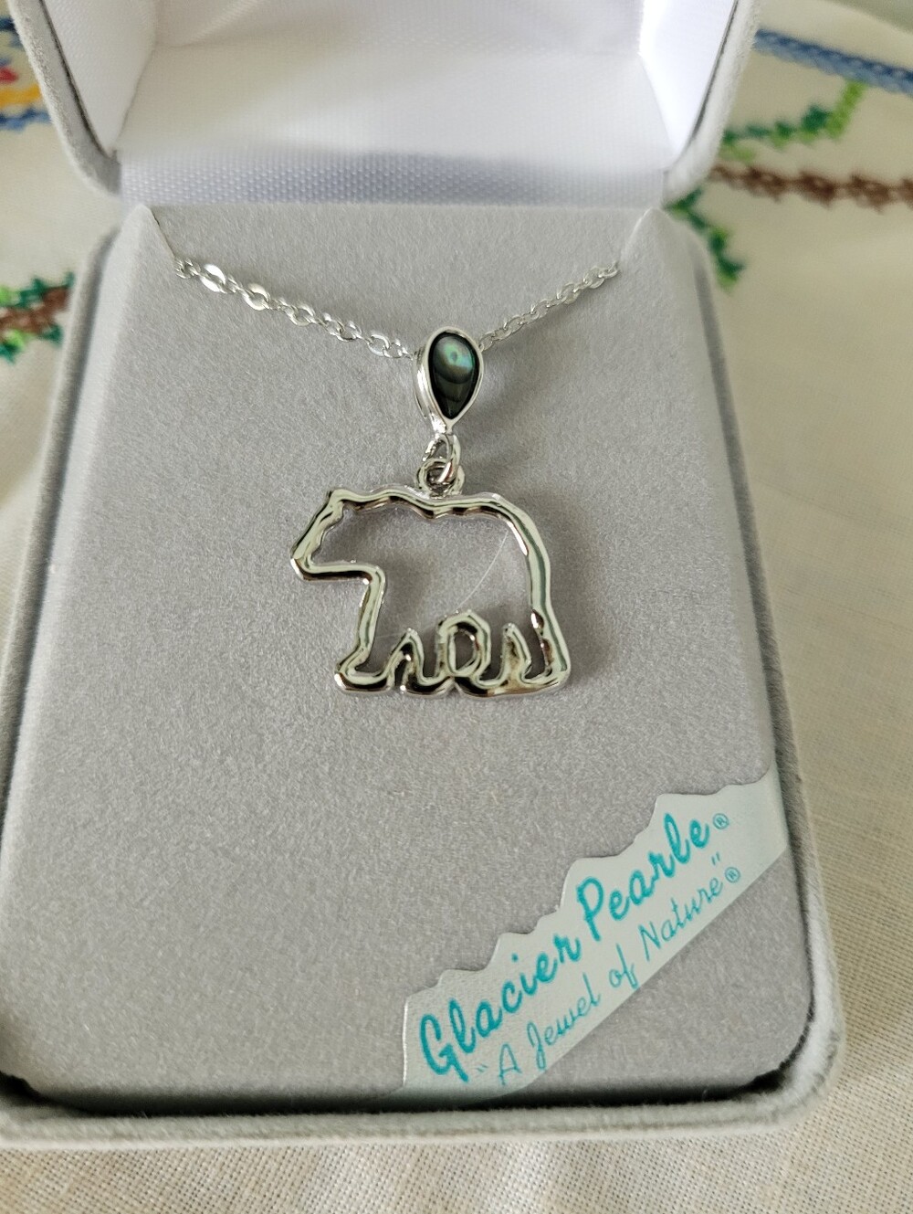 Glacier Pearl Spirit Bear Pendant And Chain